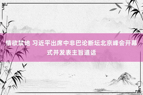 情欲禁地 习近平出席中非巴论断坛北京峰会开幕式并发表主旨道话