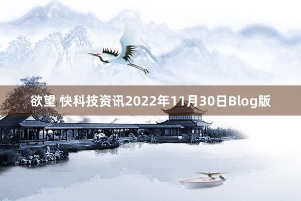 欲望 快科技资讯2022年11月30日Blog版